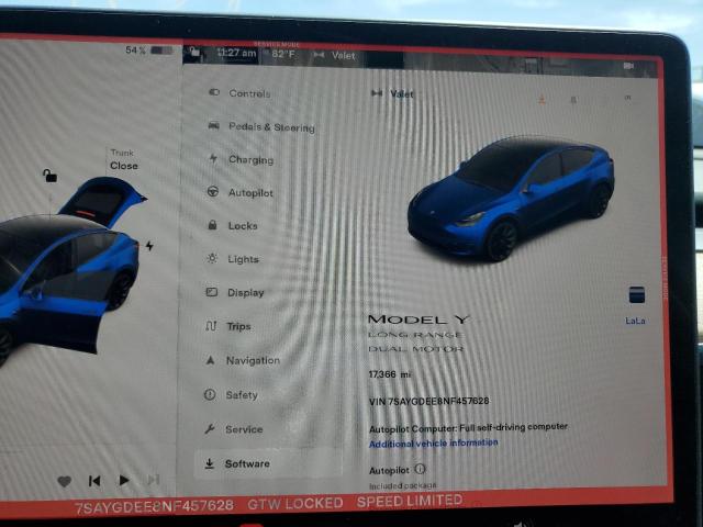 Photo 9 from auction – 2022 TESLA Y with VIN 7SAYGDEE8NF457628