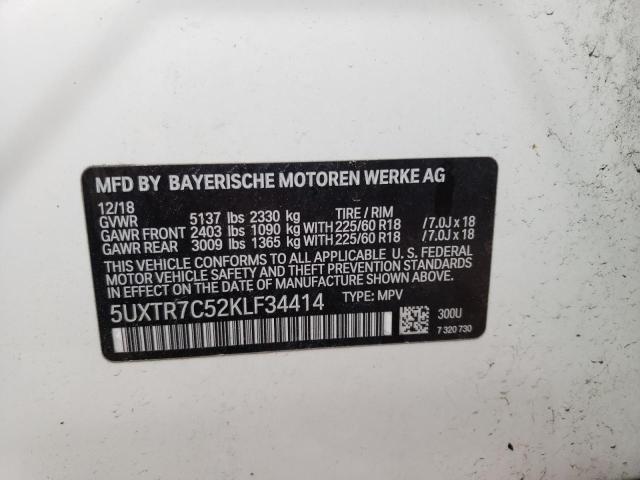 Photo 14 from auction – 2019 BMW X3 SDRIVE3 with VIN 5UXTR7C52KLF34414