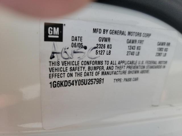 Photo 10 from auction – 2005 CADILLAC DEVILLE with VIN 1G6KD54Y05U257981