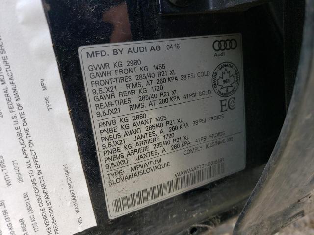 Photo 14 from auction – 2017 AUDI Q7 TECHNIK with VIN WA1WAAF72HD016491