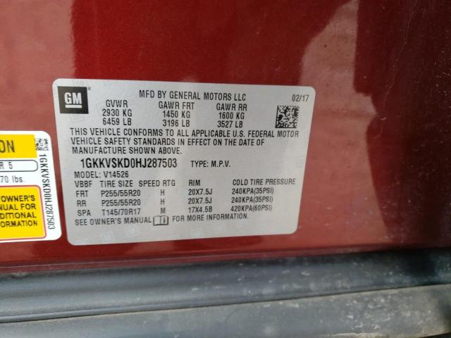 Photo 14 from auction – 2017 GMC ACADIA LIM with VIN 1GKKVSKD0HJ287503