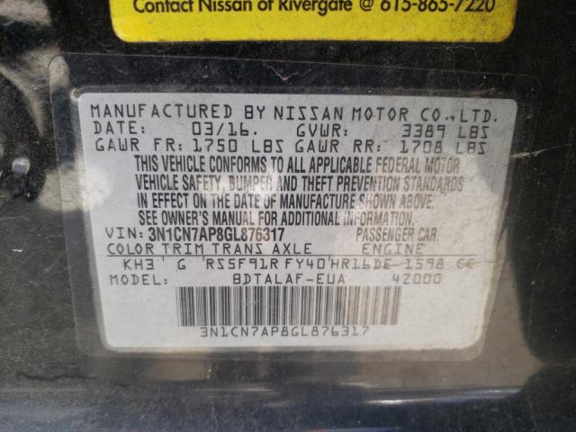 Photo 14 from auction – 2016 NISSAN VERSA S with VIN 3N1CN7AP8GL876317