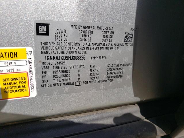 Photo 14 from auction – 2017 CHEVROLET TRAVERSE P with VIN 1GNKVJKD5HJ308326