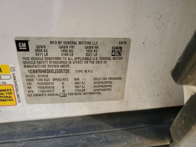 Photo 14 from auction – 2016 CHEVROLET TRAVERSE L with VIN 1GNKRHKD6GJ306726