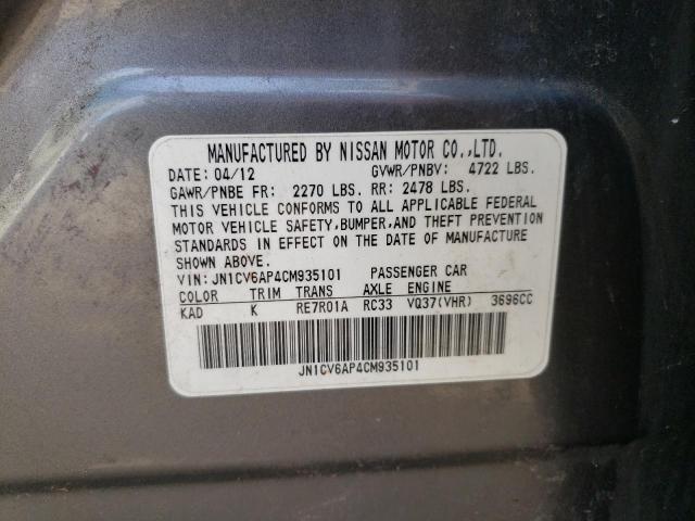Photo 10 from auction – 2012 INFINITI G37 BASE with VIN JN1CV6AP4CM935101
