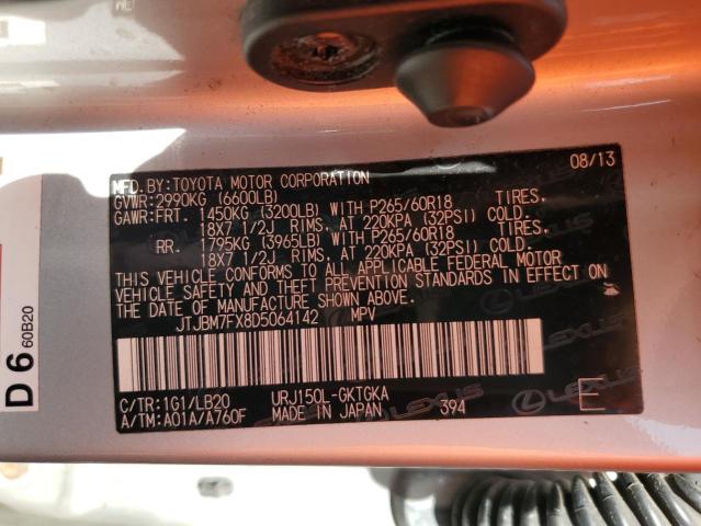 Photo 14 from auction – 2013 LEXUS GX 460 with VIN JTJBM7FX8D5064142