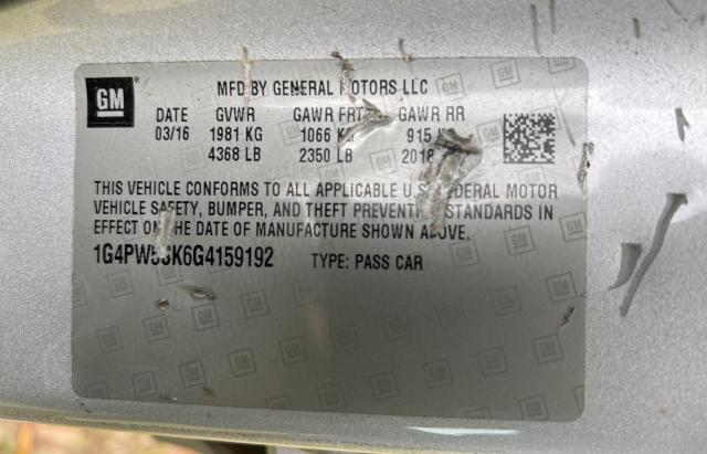 Photo 10 from auction – 2016 BUICK VERANO SPO with VIN 1G4PW5SK6G4159192