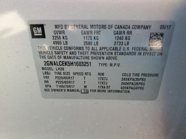 Photo 14 from auction – 2017 CHEVROLET EQUINOX LT with VIN 2GNALCEK5H1603251