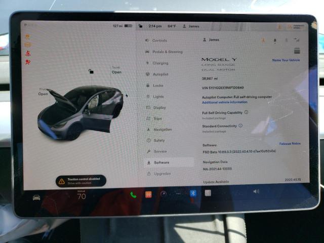 Photo 9 from auction – 2021 TESLA MODEL Y with VIN 5YJYGDEE9MF130649
