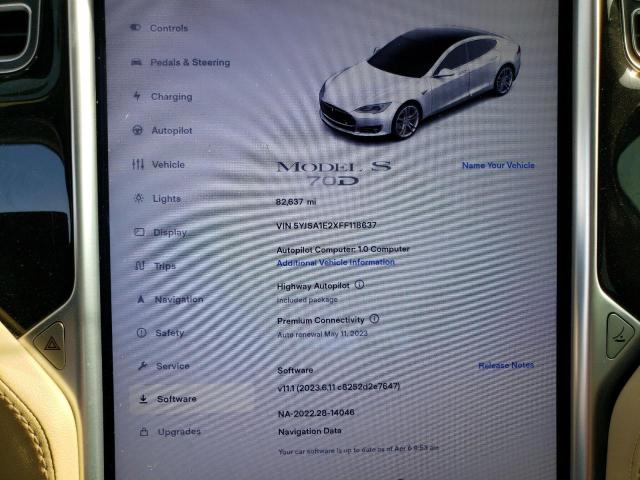 Photo 9 from auction – 2015 TESLA MODEL S with VIN 5YJSA1E2XFF118637