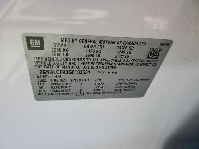 Photo 14 from auction – 2016 CHEVROLET EQUINOX LT with VIN 2GNALCEK3G6133531