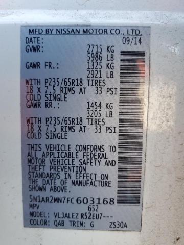 Photo 14 from auction – 2015 NISSAN PATHFINDER with VIN 5N1AR2MN7FC603168