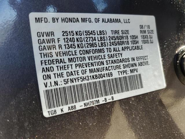 Photo 14 from auction – 2019 HONDA PILOT EX with VIN 5FNYF5H31KB004169