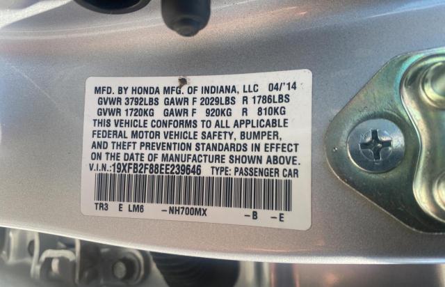 Photo 10 from auction – 2014 HONDA CIVIC EX with VIN 19XFB2F88EE239646