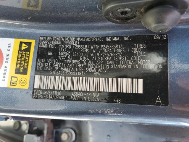 Photo 14 from auction – 2013 TOYOTA HIGHLANDER with VIN 5TDZA3EH5DS031817
