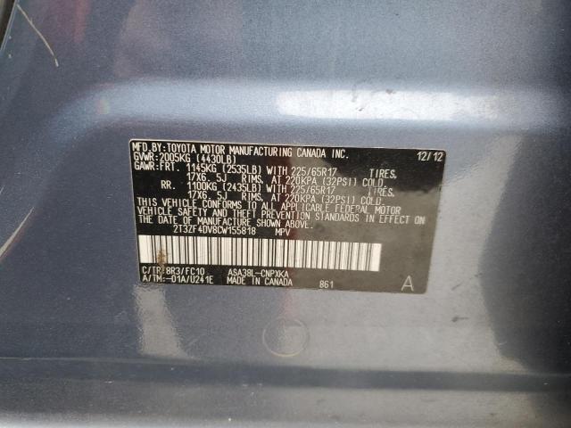 Photo 14 from auction – 2012 TOYOTA RAV4 with VIN 2T3ZF4DV8CW155818