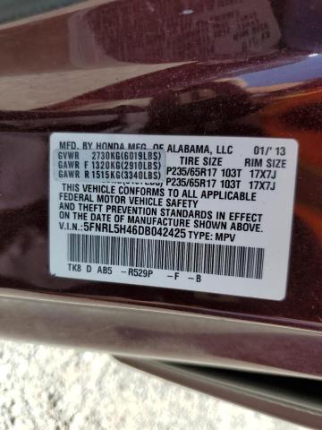 Photo 14 from auction – 2013 HONDA ODYSSEY EX with VIN 5FNRL5H46DB042425