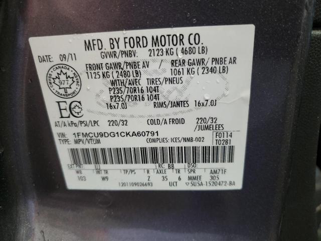 Photo 14 from auction – 2012 FORD ESCAPE XLT with VIN 1FMCU9DG1CKA60791