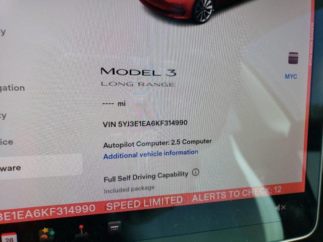 Photo 9 from auction – 2019 TESLA MODEL 3 with VIN 5YJ3E1EA6KF314990