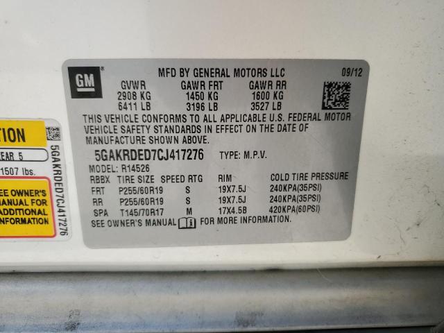 Photo 14 from auction – 2012 BUICK ENCLAVE with VIN 5GAKRDED7CJ417276