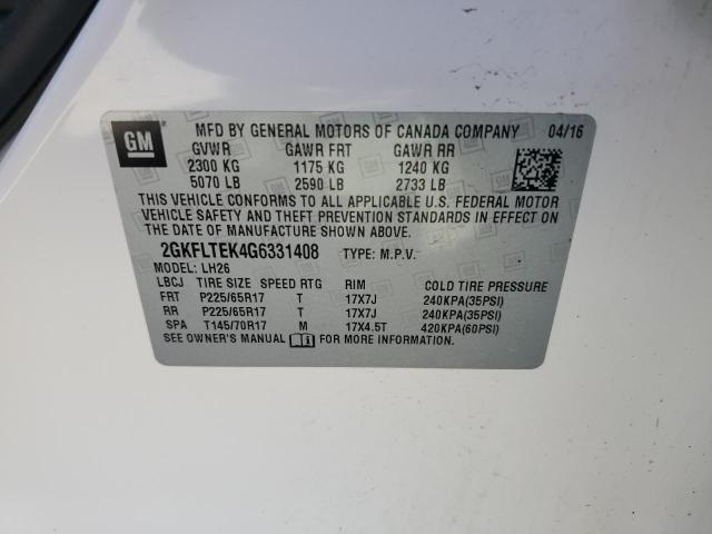 Photo 14 from auction – 2016 GMC TERRAIN SL with VIN 2GKFLTEK4G6331408