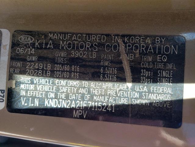 Photo 14 from auction – 2015 KIA SOUL with VIN KNDJN2A21F7115241