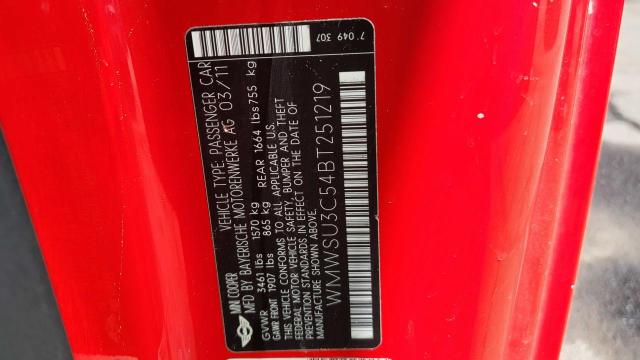 Photo 10 from auction – 2011 MINI COOPER with VIN WMWSU3C54BT251219