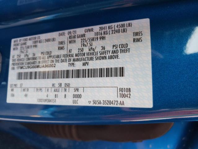 Photo 14 from auction – 2021 FORD ESCAPE SE with VIN 1FMCU9G66MUA96002