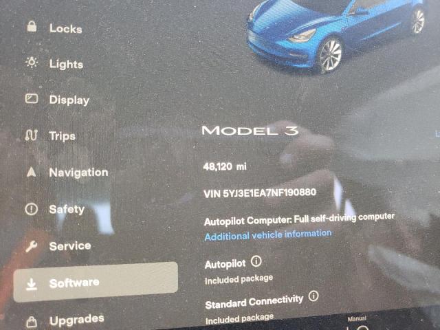 Photo 9 from auction – 2022 TESLA MODEL 3 with VIN 5YJ3E1EA7NF190880