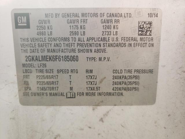 Photo 14 from auction – 2015 GMC TERRAIN SL with VIN 2GKALMEK6F6185060