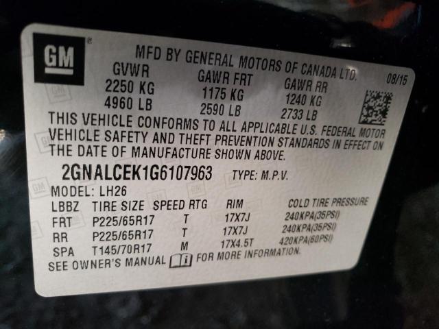Photo 14 from auction – 2016 CHEVROLET EQUINOX LT with VIN 2GNALCEK1G6107963