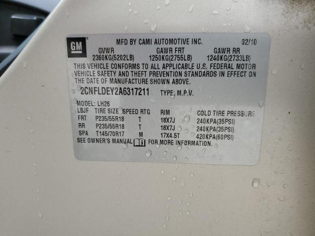 Photo 14 from auction – 2010 CHEVROLET EQUINOX LT with VIN 2CNFLDEY2A6317211