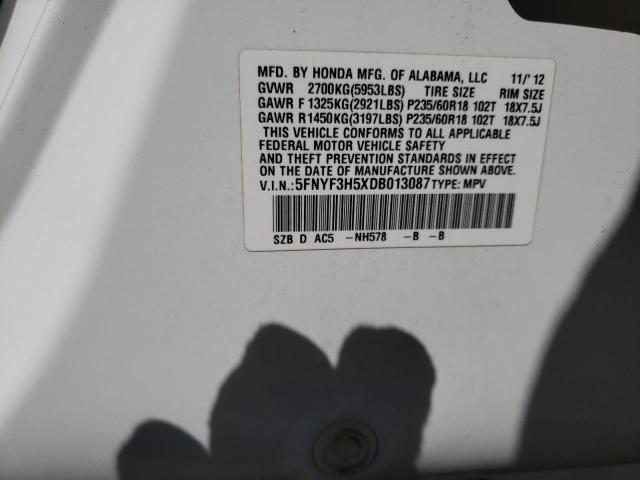Photo 14 from auction – 2013 HONDA PILOT EXL with VIN 5FNYF3H5XDB013087