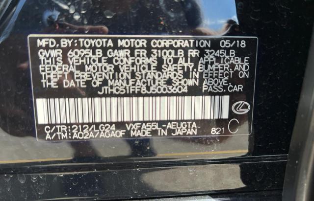 Photo 10 from auction – 2018 LEXUS LS 500 BAS with VIN JTHC51FF8J5003604