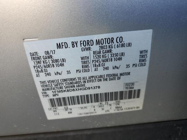 Photo 14 from auction – 2017 FORD EXPLORER X with VIN 1FM5K8D8XHGD91378