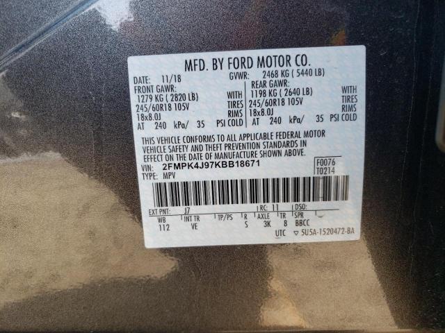 Photo 14 from auction – 2019 FORD EDGE SEL with VIN 2FMPK4J97KBB18671