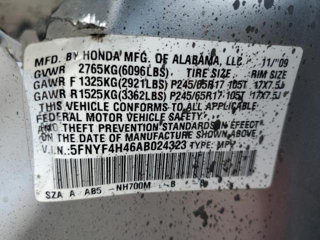 Photo 14 from auction – 2010 HONDA PILOT EX with VIN 5FNYF4H46AB024323