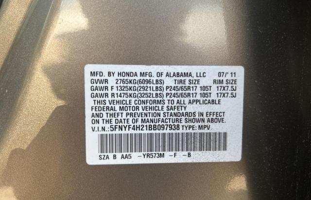 Photo 10 from auction – 2011 HONDA PILOT LX with VIN 5FNYF4H21BB097938