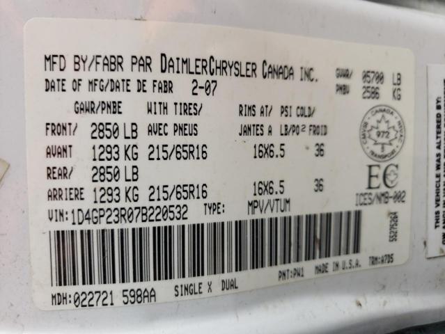 Photo 14 from auction – 2007 DODGE GRAND CARA with VIN 1D4GP23R07B220532