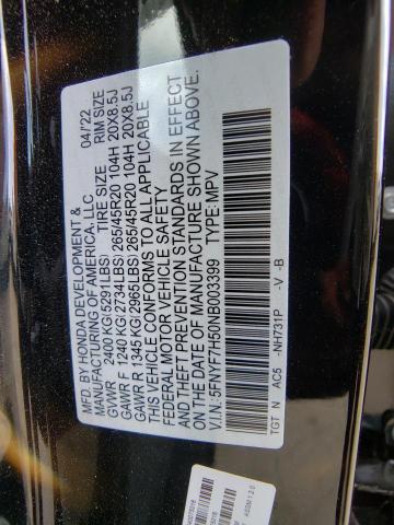 Photo 14 from auction – 2022 HONDA PASSPORT E with VIN 5FNYF7H50NB003399