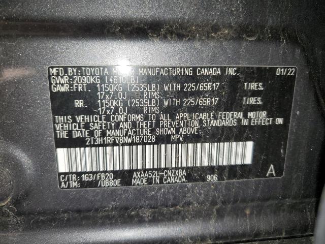 Photo 14 from auction – 2022 TOYOTA RAV4 LE with VIN 2T3H1RFV8NW187028