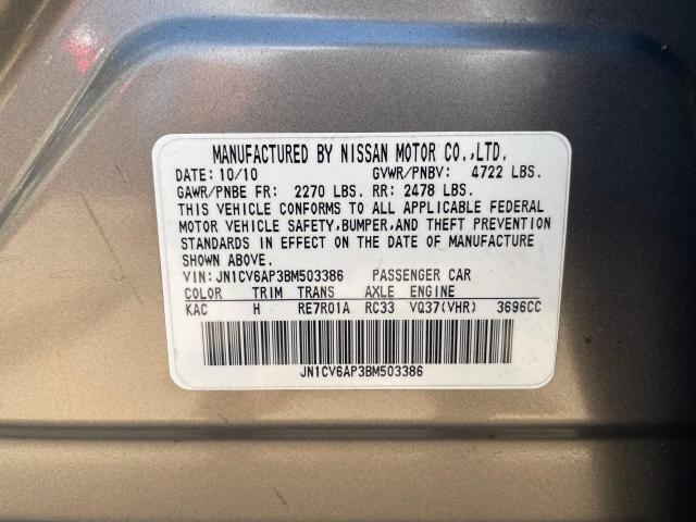 Photo 10 from auction – 2011 INFINITI G37 BASE with VIN JN1CV6AP3BM503386