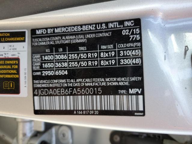 Photo 14 from auction – 2015 MERCEDES-BENZ ML 250 BLU with VIN 4JGDA0EB6FA560015
