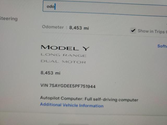 Photo 9 from auction – 2023 TESLA MODEL Y with VIN 7SAYGDEE5PF751944