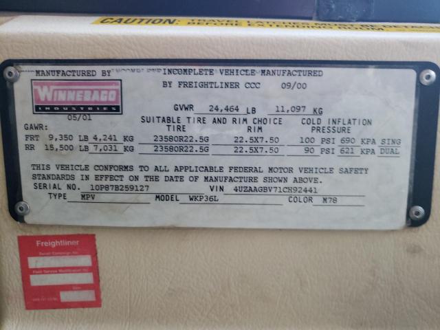 Photo 10 from auction – 2001 FREIGHTLINER CHASSIS X with VIN 4UZAAGBV71CH92441