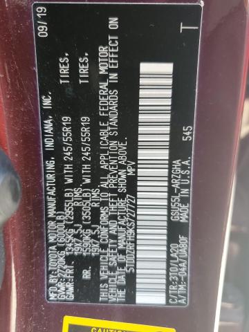 Photo 14 from auction – 2019 TOYOTA HIGHLANDER with VIN 5TDDZRFH9KS727727