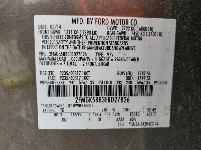 Photo 14 from auction – 2014 FORD FLEX SE with VIN 2FMGK5B83EBD27826