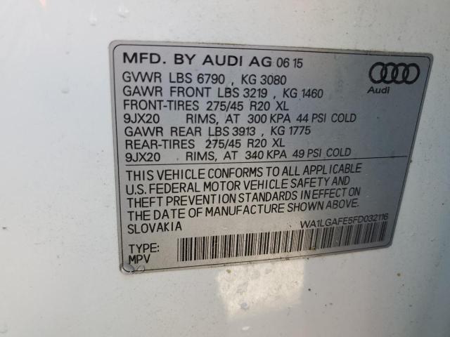 Photo 14 from auction – 2015 AUDI Q7 PREMIUM with VIN WA1LGAFE5FD032116