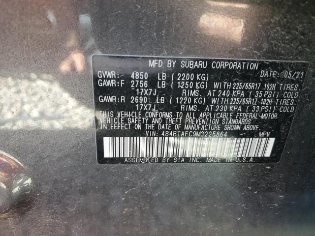 Photo 14 from auction – 2021 SUBARU OUTBACK PR with VIN 4S4BTAFC9M3225864