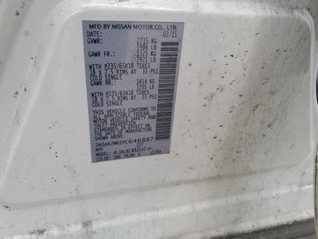 Photo 14 from auction – 2015 NISSAN PATHFINDER with VIN 5N1AR2MN1FC646887